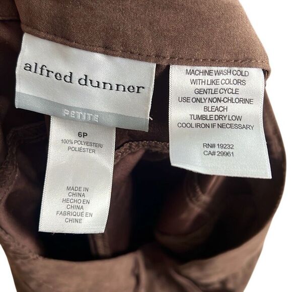 Alfred Dunner Casual Faux Suede Dress Pants Brown Size 6P - Picture 7 of 8